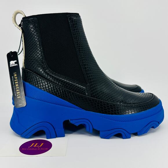 Sorel Women's Brex Chelsea Waterproof Boots Black/Cobalt NL4303-011 Size 5 - Picture 1 of 11